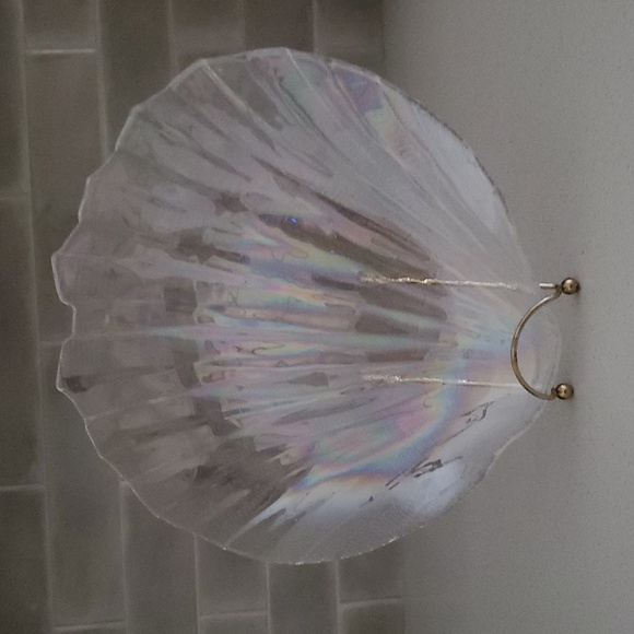 Vintage Other - Vintage Kamei Glass Japan Iridescent Shell Shaped Carnival Glass Dish Tray